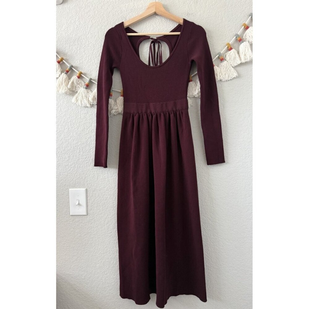 Proenza Schoulder Long Sleeve Knitted Keyhole Midi Dress Red Modest Designer XS